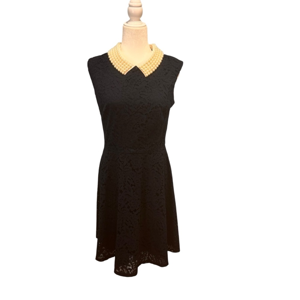 BETSEY JOHNSON Faux Pearl Collar Fit &Flare Dress cottagecore size 6 blue Lacey